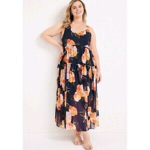 Maurices Plus Size 1X Floral Tiered Maxi Dress